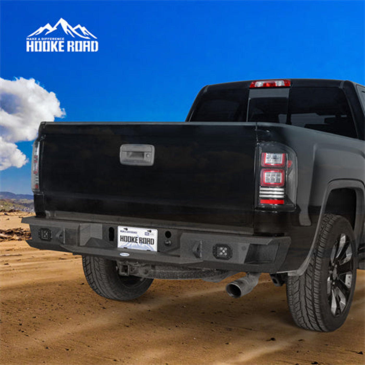 2007-2018 GMC Sierra 1500 Rear Bumper w/ LED Spotlights - Hooke Road - HE.9462