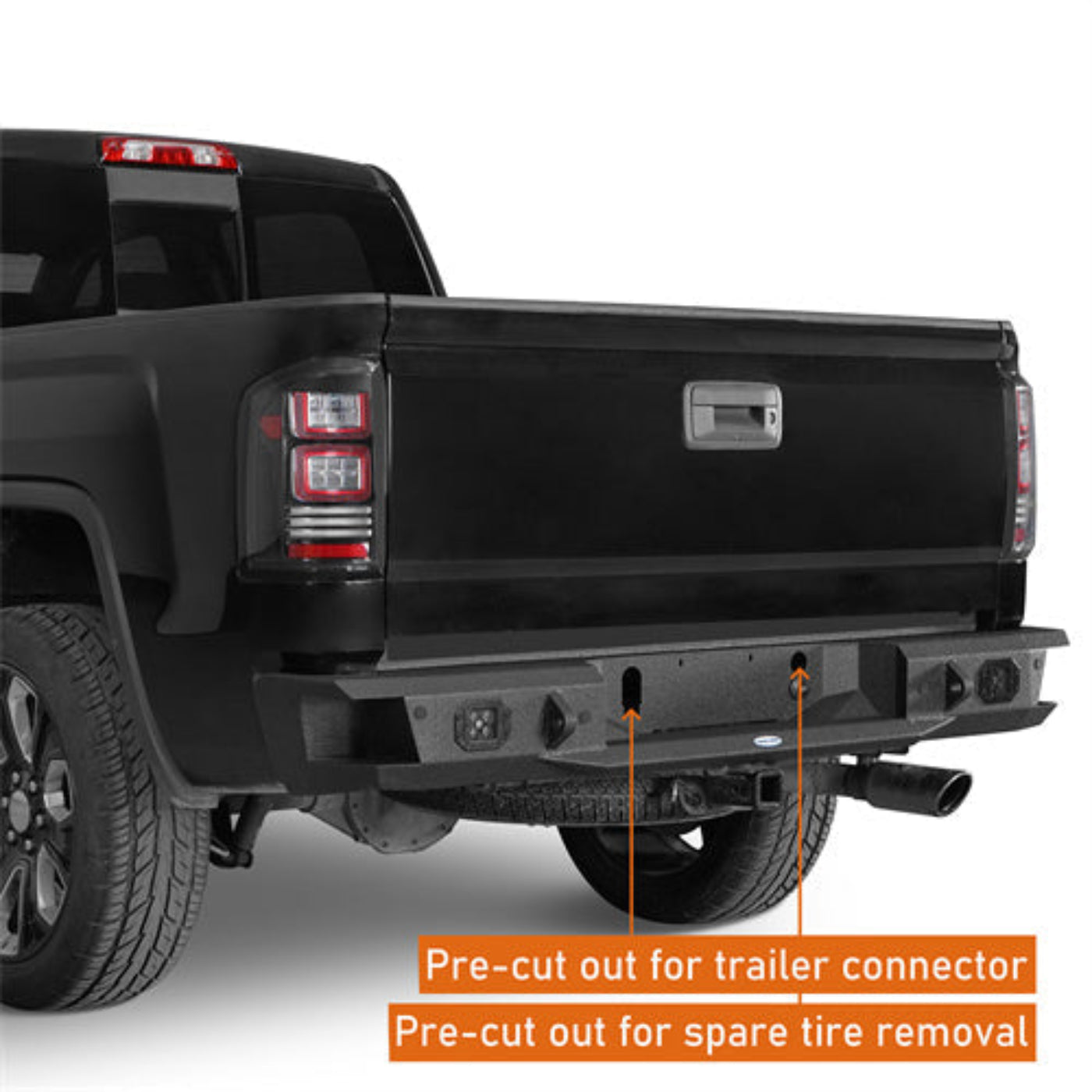 2007-2018 GMC Sierra 1500 Rear Bumper w/ LED Spotlights - Hooke Road - HE.9462