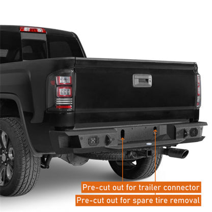 2007-2018 GMC Sierra 1500 Rear Bumper w/ LED Spotlights - Hooke Road - HE.9462