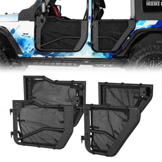 Tube Half Doors Tubular Trail Doors w/Door Shade Skins(07-18 Jeep Wrangler JK 4-Door) -  Hooke Road - HE.2075-S