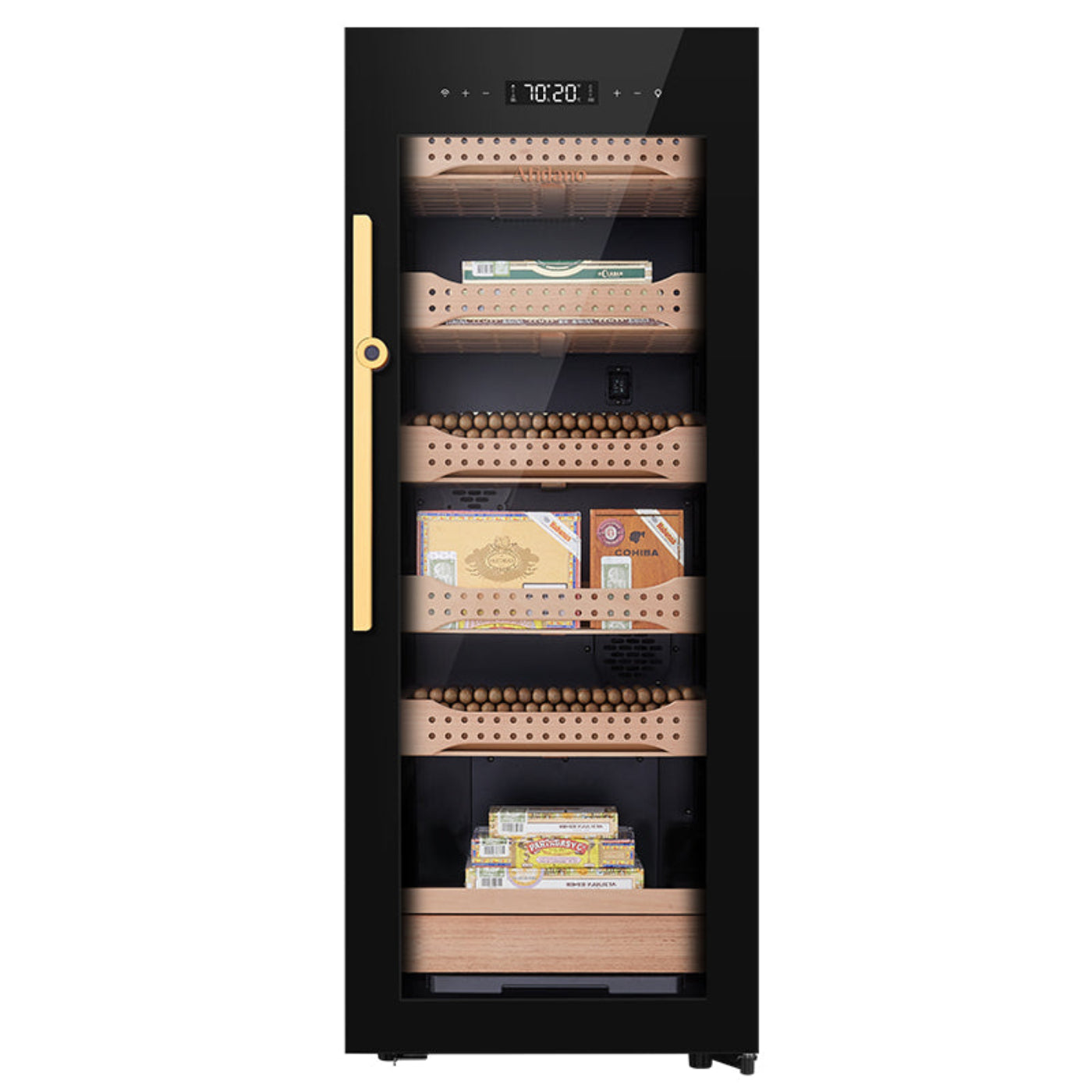 Afidano 1200 Count Cigar Humidor Cabinet Exterior in Steel, Temperature and Humidity Control with Touch Panel - CH-200AH