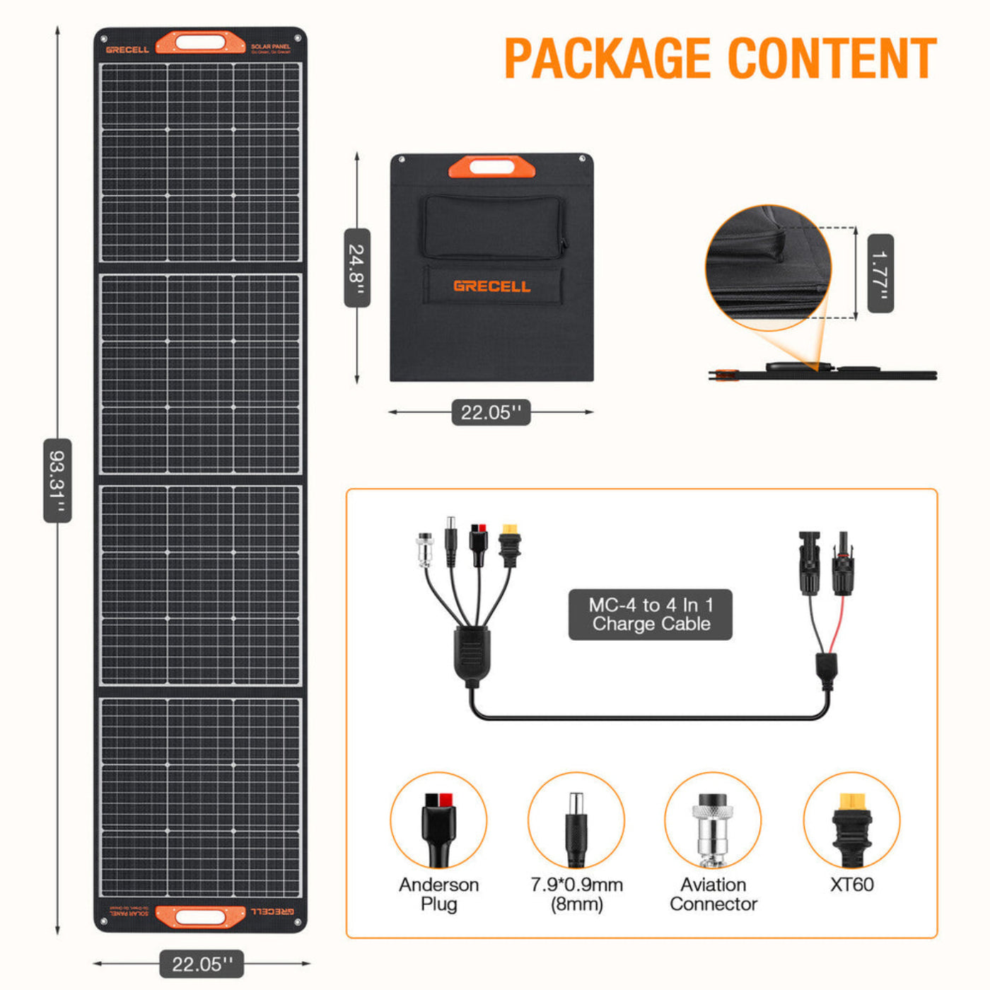GRECELL 200W PRO Portable Solar Panel -  DYZDB0003AGE