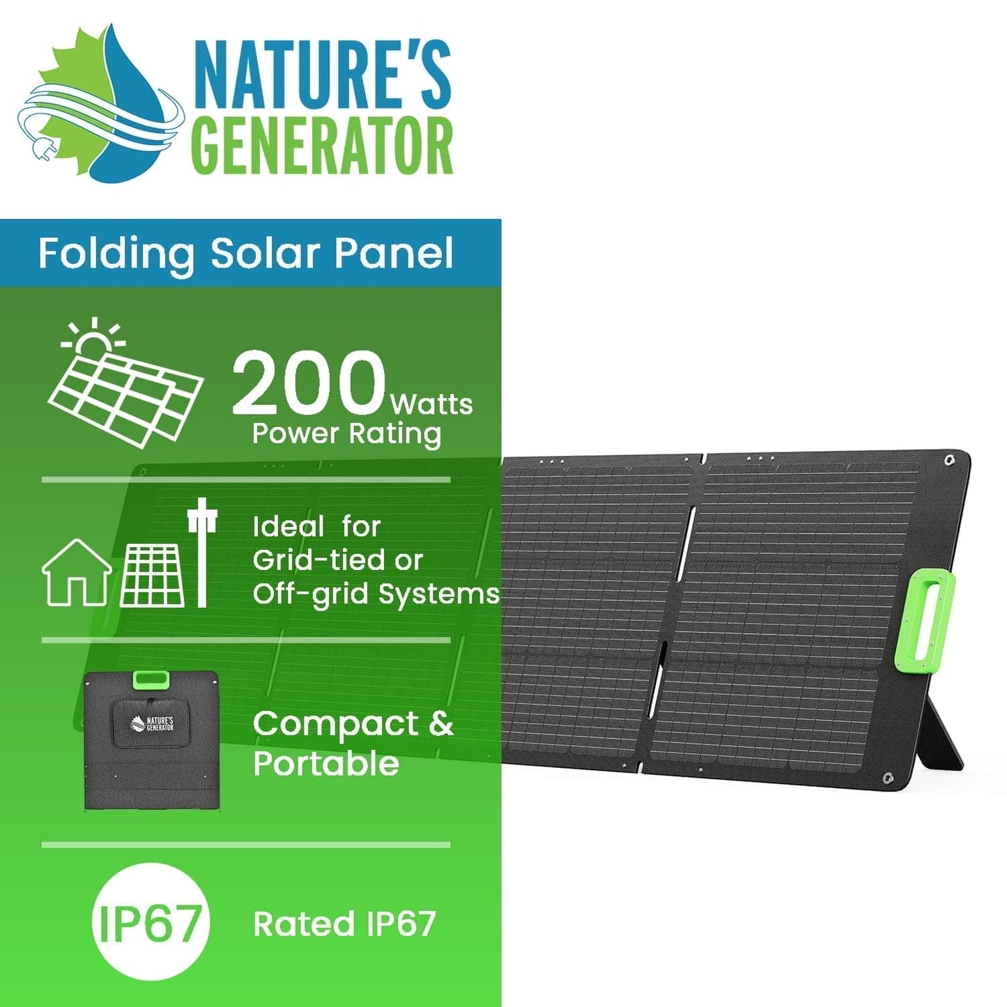 Nature's Generator 200W Folding Solar Panel - NG200FPNL