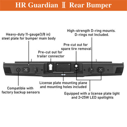 2011-2019 Chevy Silverado & Sierra 2500HD 3500HD Steel Rear Bumper - Hooke Road - HE.9531
