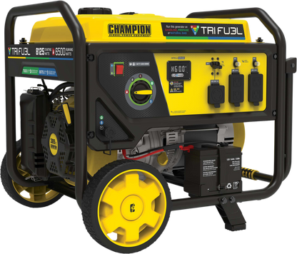Champion 6500W/8125W Generator Tri-Fuel Gas Propane Natural Gas CO Shield Electric Start New - 201169