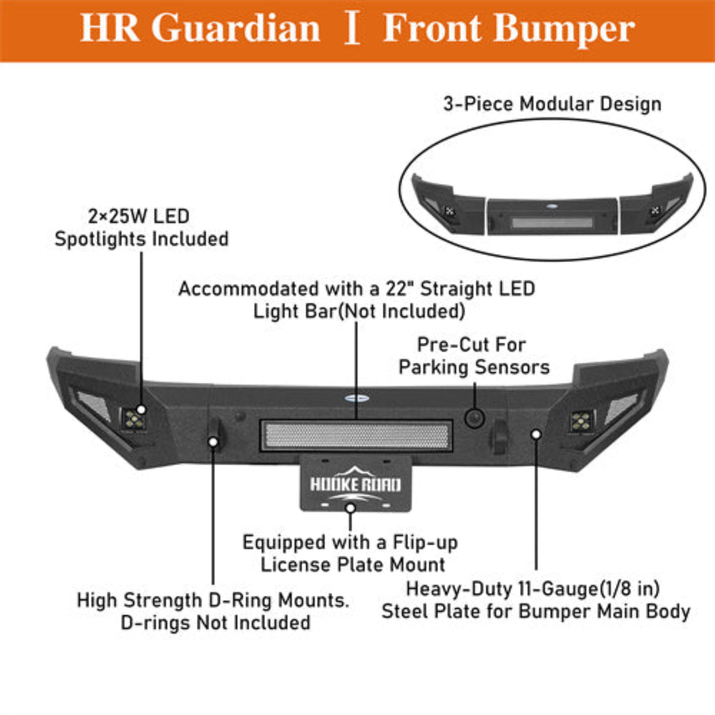 2014-2015 Chevy Silverado 1500 Front Bumper - Hooke Road - HE.9035