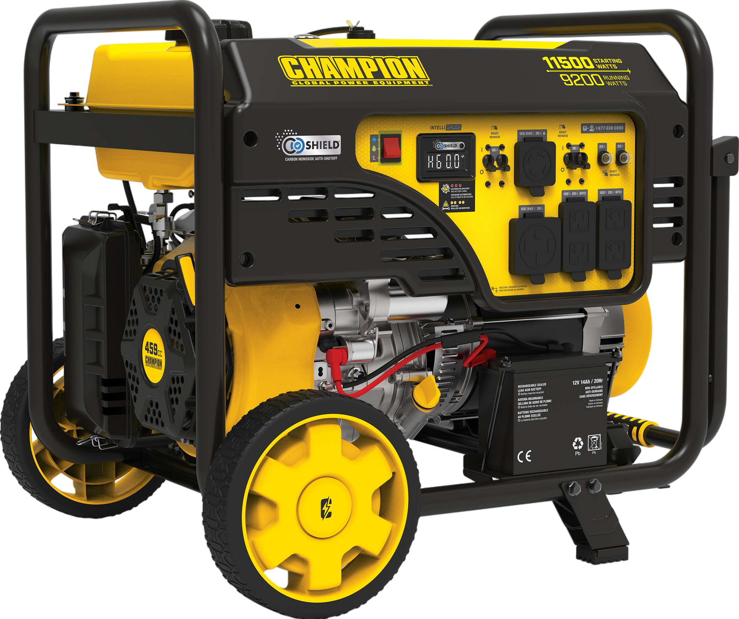 Champion 2300W/3500W Generator Gas Inverter Low THD CO Shield New 201494 9200W/11500W Generator 50 Amp Gas Electric Start CO Shield New - 201494