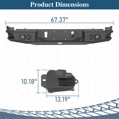 2015-2022 Chevy Colorado & GMC Canyon Steel Rear Bumper (Excluding ZR2 Models) - Hooke Road  - HE.9110-S