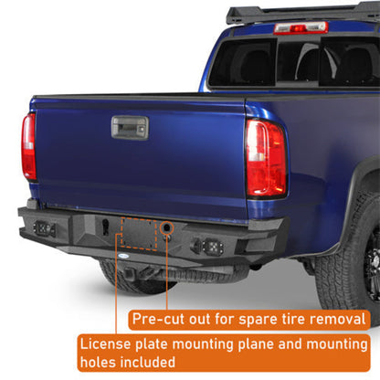 2015-2022 Chevy Colorado & GMC Canyon Steel Rear Bumper (Excluding ZR2 Models) - Hooke Road  - HE.9110-S