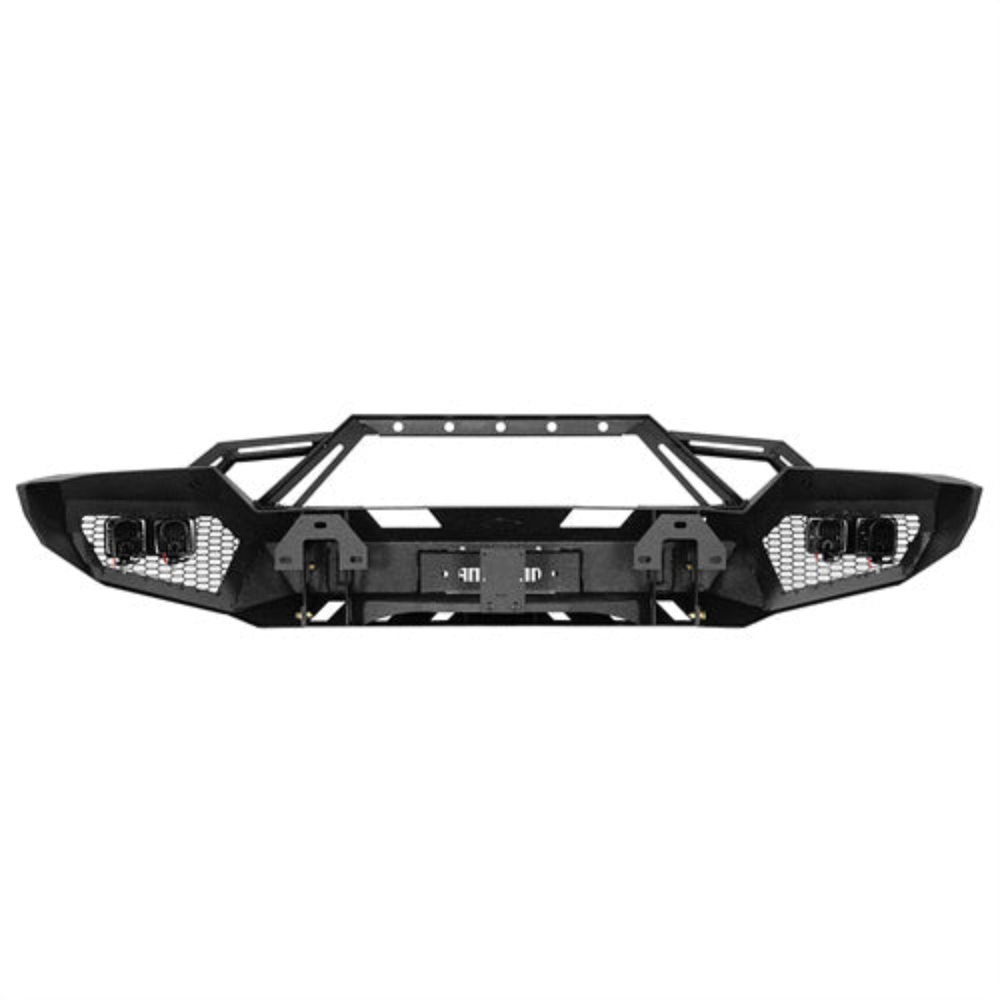 Front Bumper w/ Winch Plate & 4 × LED Lights (16-18 Chevy Silverado 1500) - Hooke Road - HE.9038A+HE.9038B
