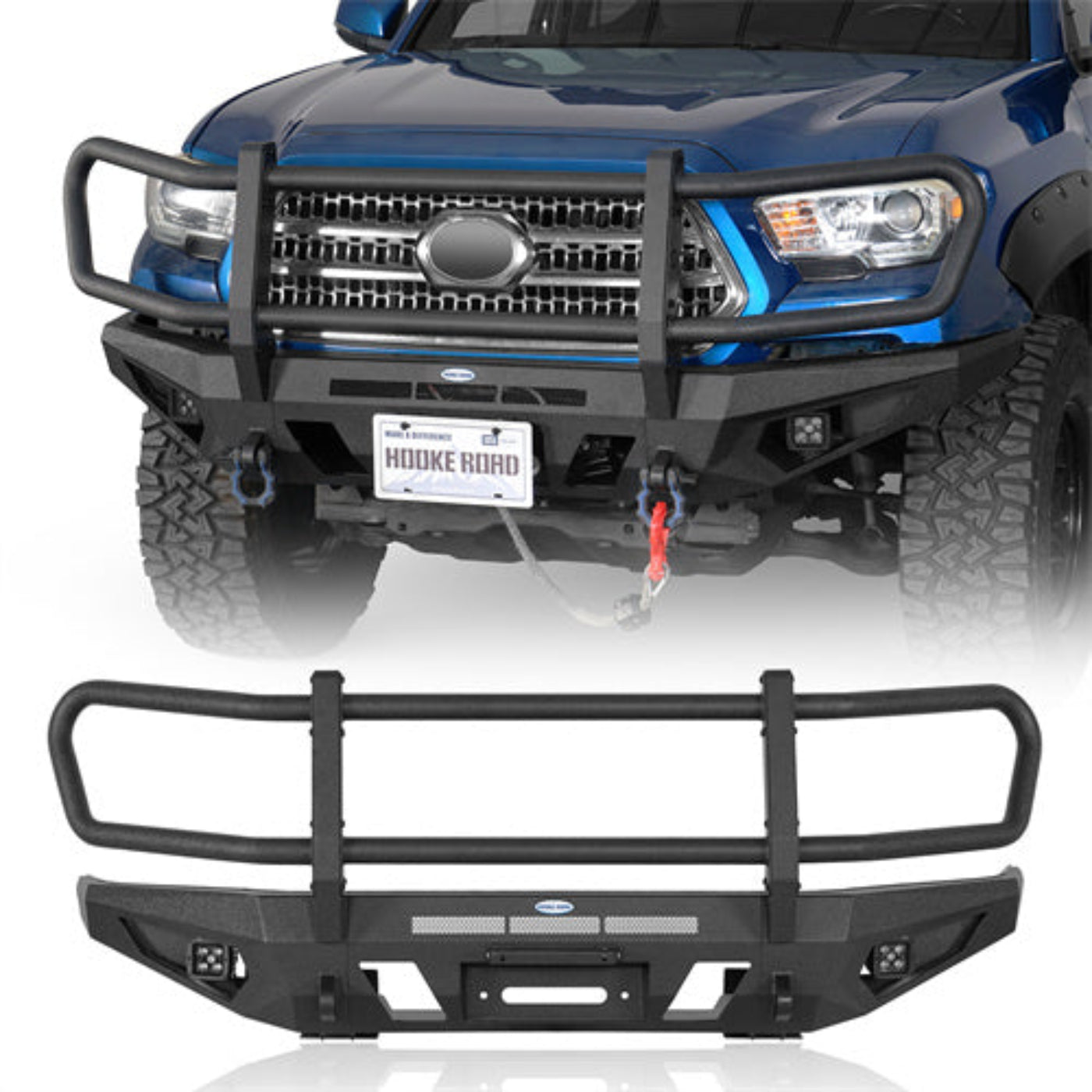 2016-2023 Toyota Tacoma Brush Guard Front Grille Bumper - Hooke Road - HE.4232A-S+HE.4232B-S