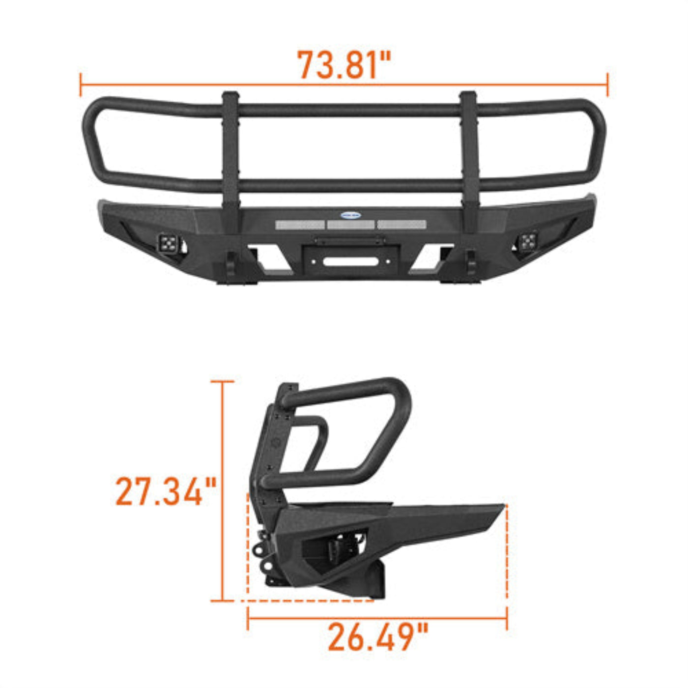 2016-2023 Toyota Tacoma Brush Guard Front Grille Bumper - Hooke Road - HE.4232A-S+HE.4232B-S