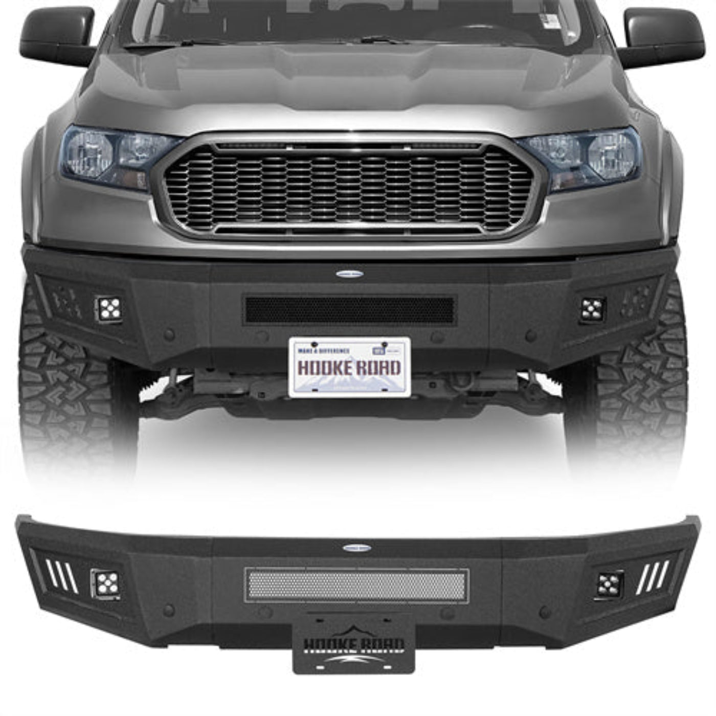 2019-2023 Ford Ranger Front Bumper w/LED Spotlights -Hooke Road - HE.8804
