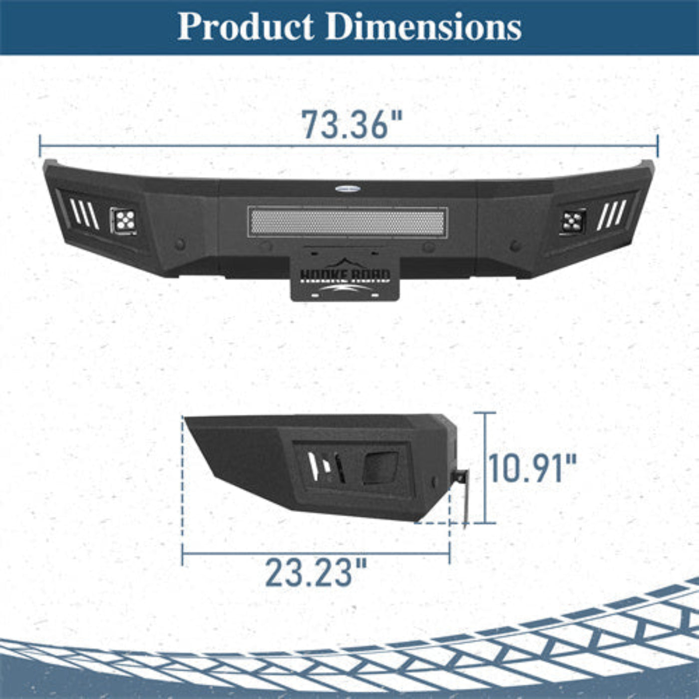 2019-2023 Ford Ranger Front Bumper w/LED Spotlights -Hooke Road - HE.8804