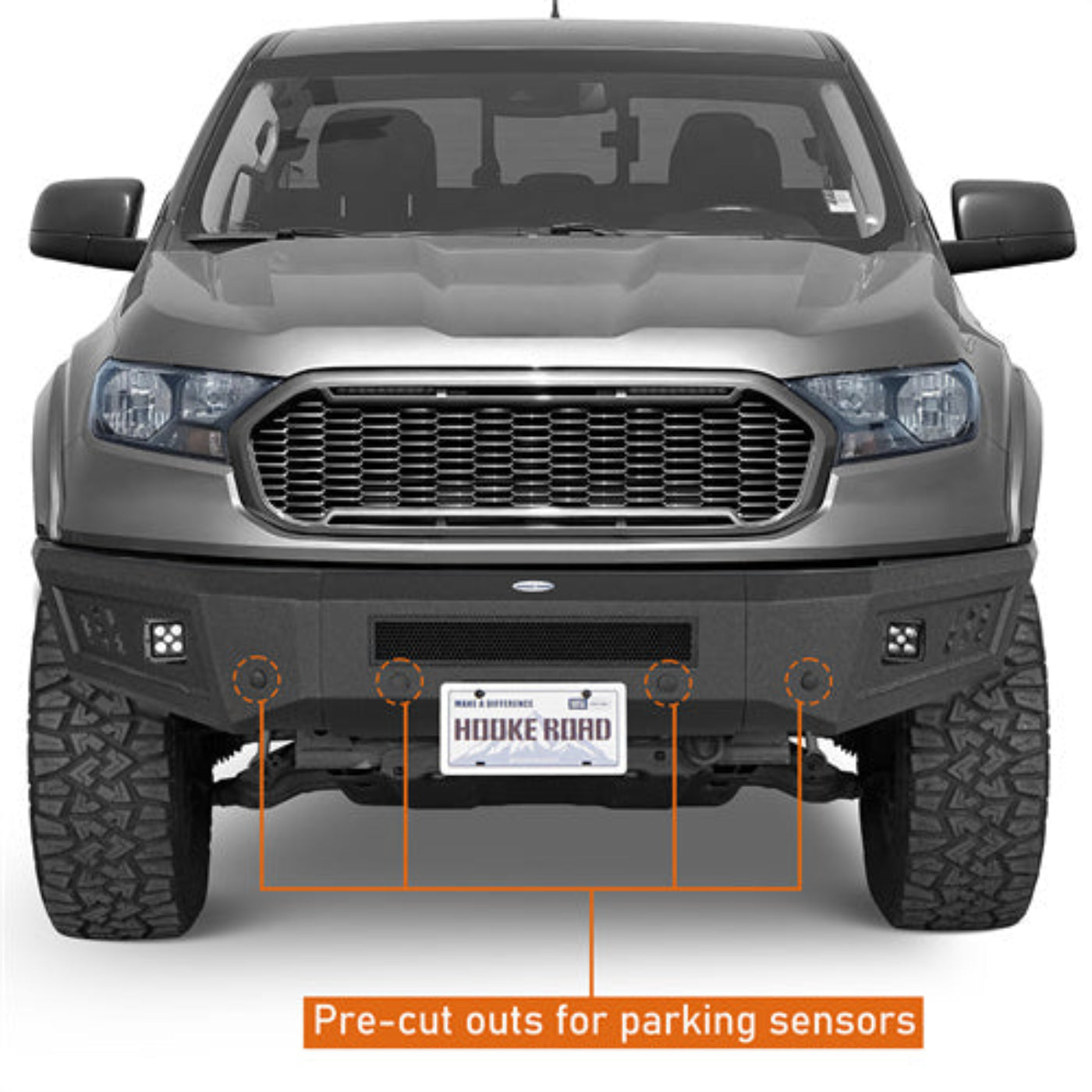 2019-2023 Ford Ranger Front Bumper w/LED Spotlights -Hooke Road - HE.8804