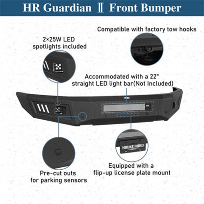 2019-2023 Ford Ranger Front Bumper w/LED Spotlights -Hooke Road - HE.8804