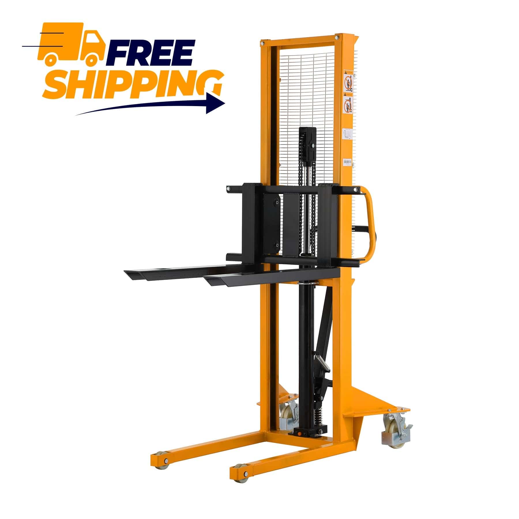 Apollolift Manual Pallet Stacker Adjustable Forks 1100lbs Cap. 63" Lift Height A-3002