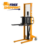 Apollolift Manual Pallet Stacker Adjustable Forks 1100lbs Cap. 63" Lift Height A-3002