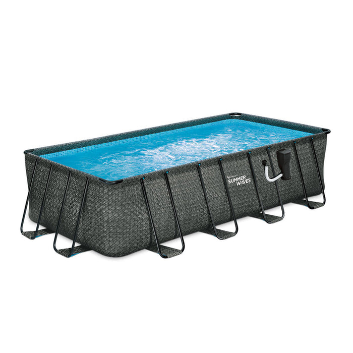 Summer Waves 18ft x 9ft x 52in Above Ground Rectangle Frame Swimming Pool Set - 202935