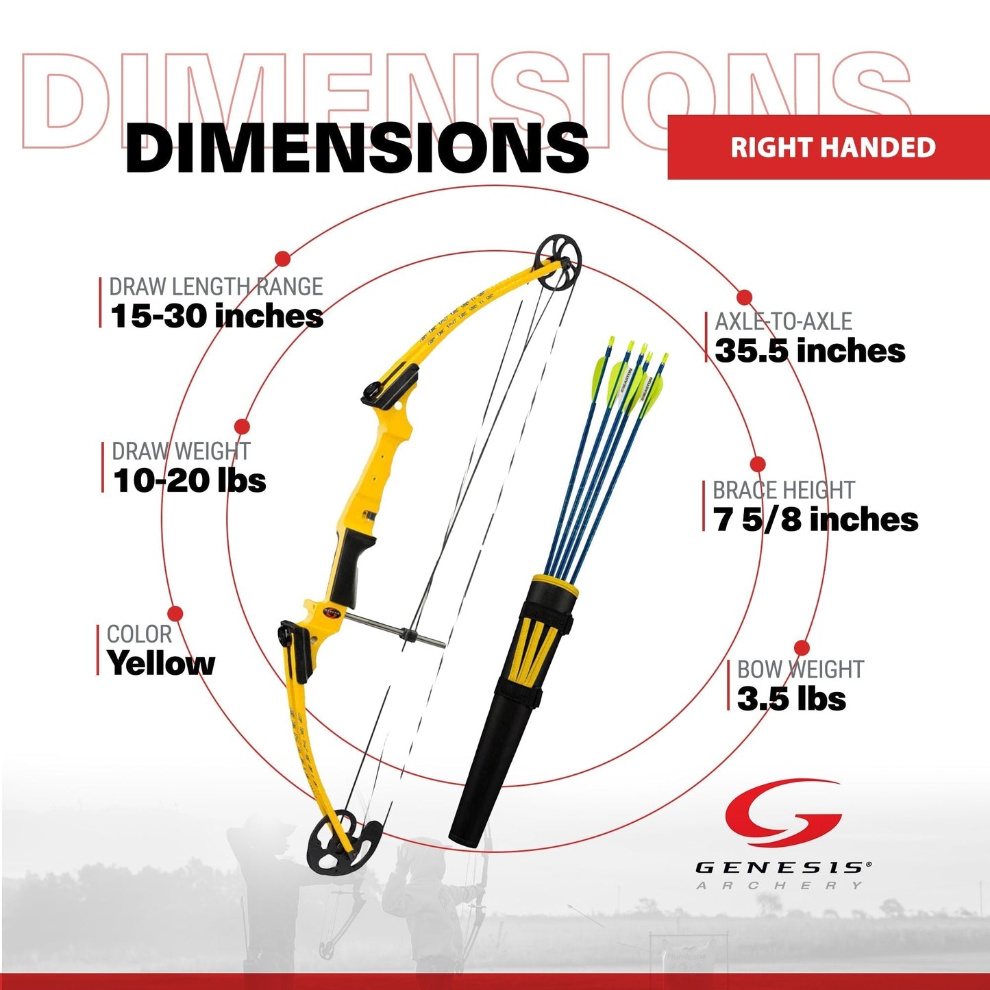 Genesis Archery Original Right Hand Compound Bow Kit w/Arrows & Quiver (3 Pack) - 323584