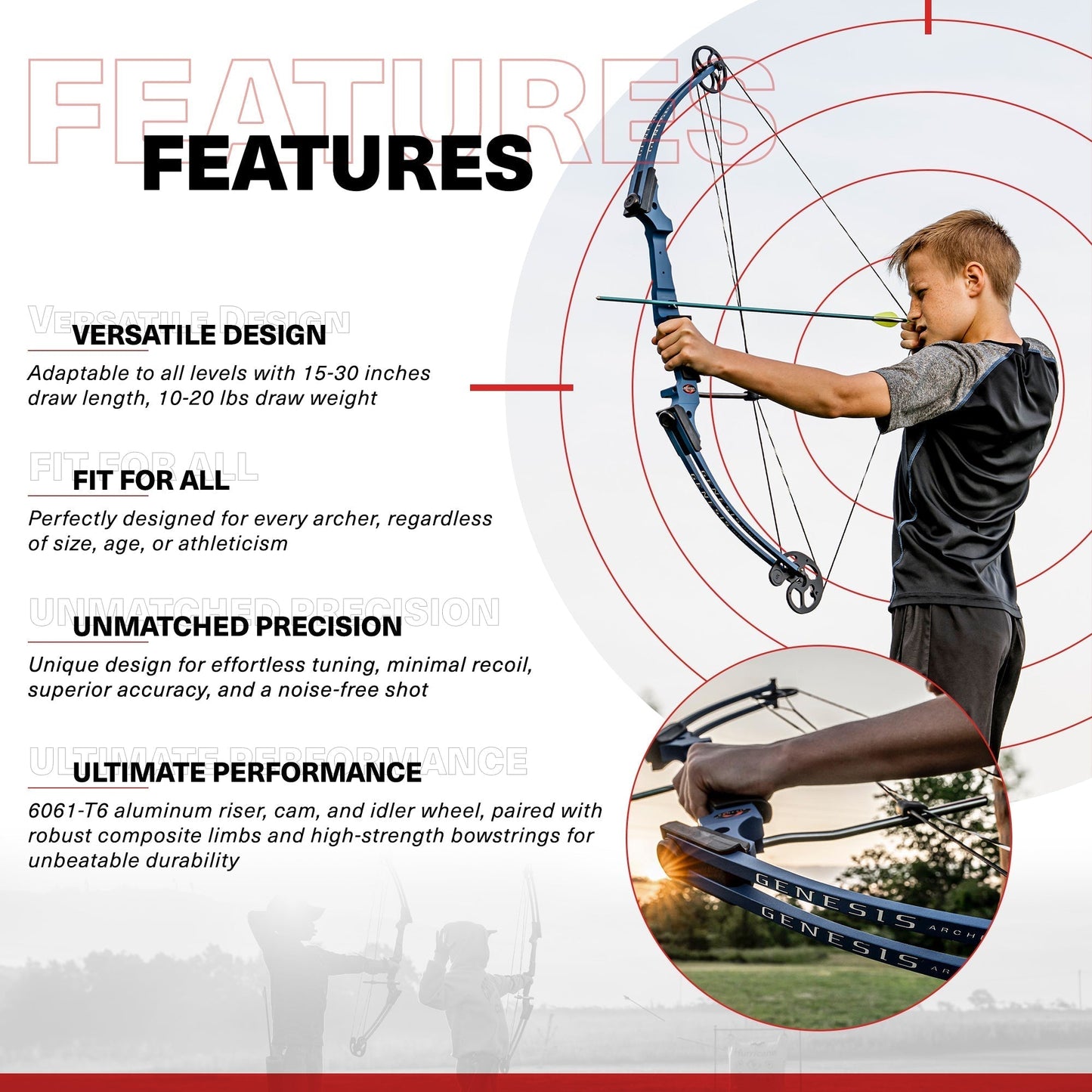 Genesis Archery Original Right Hand Compound Bow Kit w/Arrows & Quiver (5 Pack) - 323587