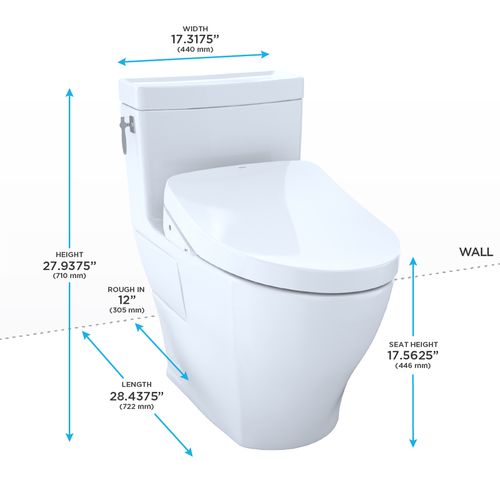 TOTO AIMES WASHLET+ S550E ONE-PIECE TOILET 1.28 GPF MW6263056CEFGA#01