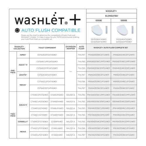 TOTO AQUIA IV WASHLET+ S550E TWO-PIECE TOILET 1.28 GPF & 0.8 GPF 12in Rough in MW4463056CEMGA#01