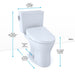 TOTO DRAKE WASHLET+ S550E TWO-PIECE TOILET 1.28 GPF & 0.8 GPF 12" ROUGH-IN MW7463056CEMFGA#01 - Backyard Provider