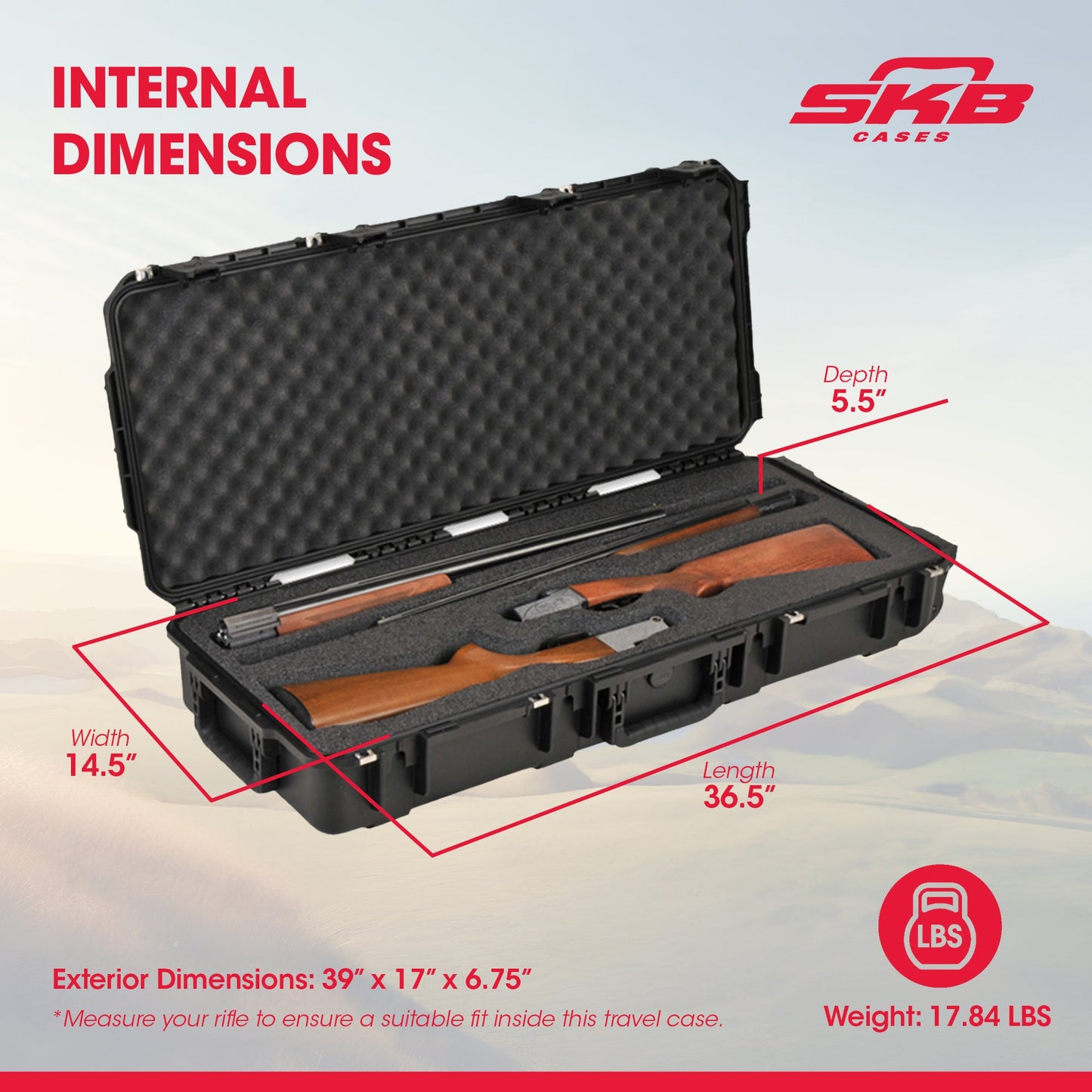 SKB Cases iSeries Hard Exterior Double Custom Breakdown Shotgun Case, Black - 215406