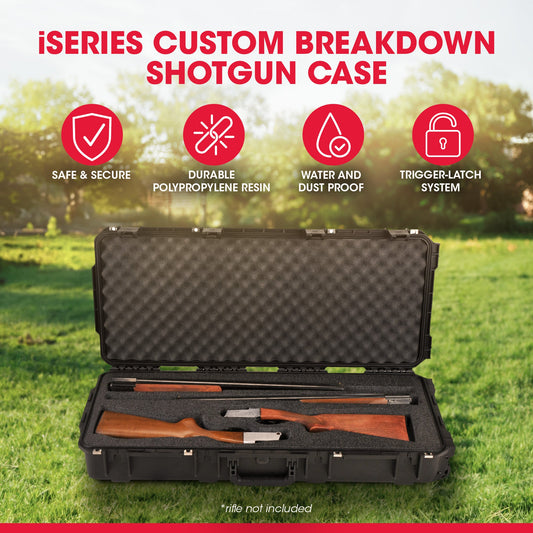 SKB Cases iSeries Hard Exterior Double Custom Breakdown Shotgun Case, Black - 215406