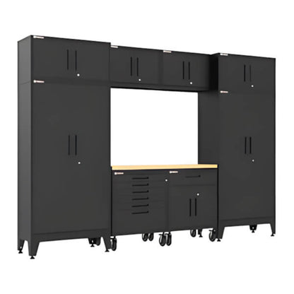 Armadillo Tough Black 9-Piece Garage Cabinet Set with Levelers and Casters - AR9PC105B