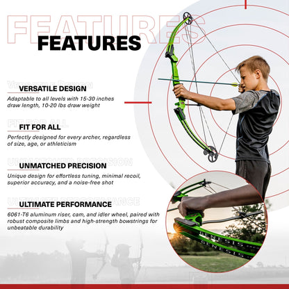 Genesis Archery Original Adjustable Right Handed Compound Bow, Green (2 Pack) - 323550