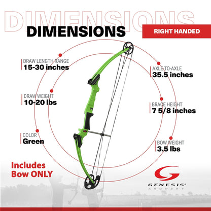 Genesis Archery Original Adjustable Right Handed Compound Bow, Green (2 Pack) - 323550