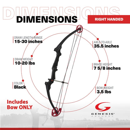 Genesis Archery Original Adjustable Right Handed Compound Bow, Black (2 Pack) - 323576