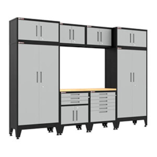 Armadillo Tough Grey 9-Piece Garage Cabinet Set with Levelers - AR9PC112G