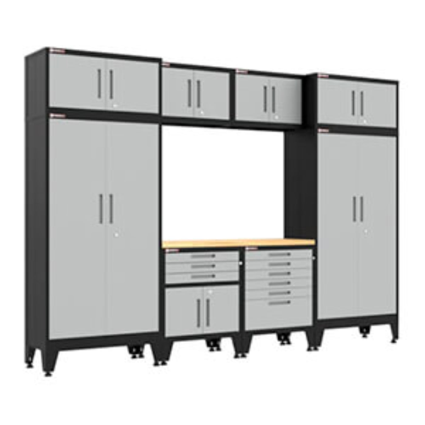 Armadillo Tough Grey 9-Piece Garage Cabinet Set with Levelers - AR9PC112G