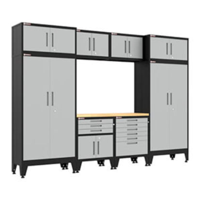 Armadillo Tough Grey 9-Piece Garage Cabinet Set with Levelers - AR9PC112G