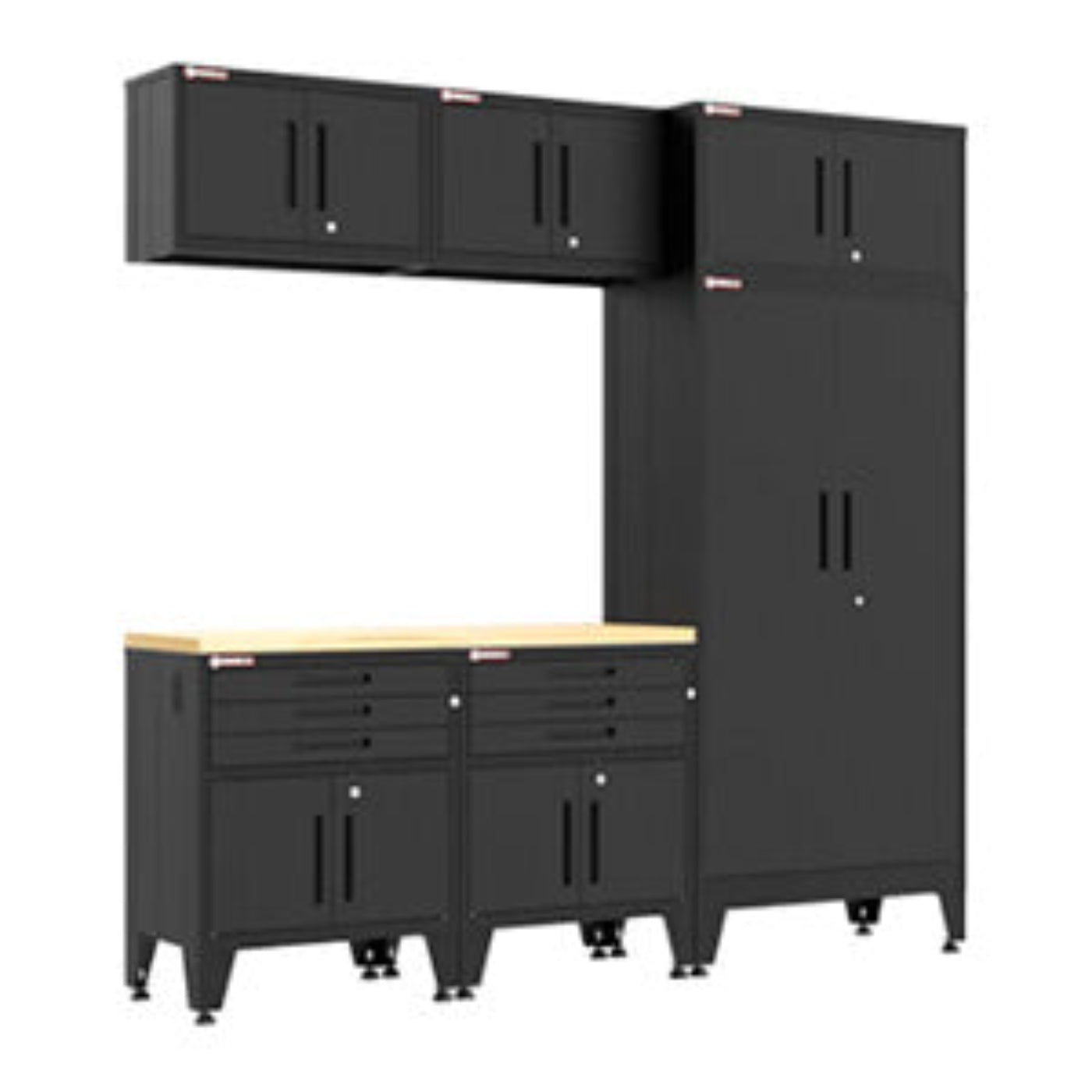 Armadillo Tough Black 7-Piece Garage Cabinet Set with Levelers - AR6PC113B