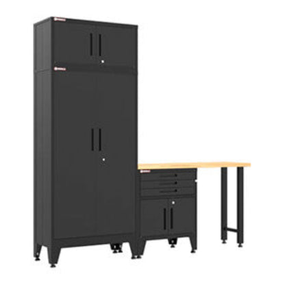 Armadillo Tough Black 4-Piece Garage Cabinet Set with Levelers - AR4PC117B