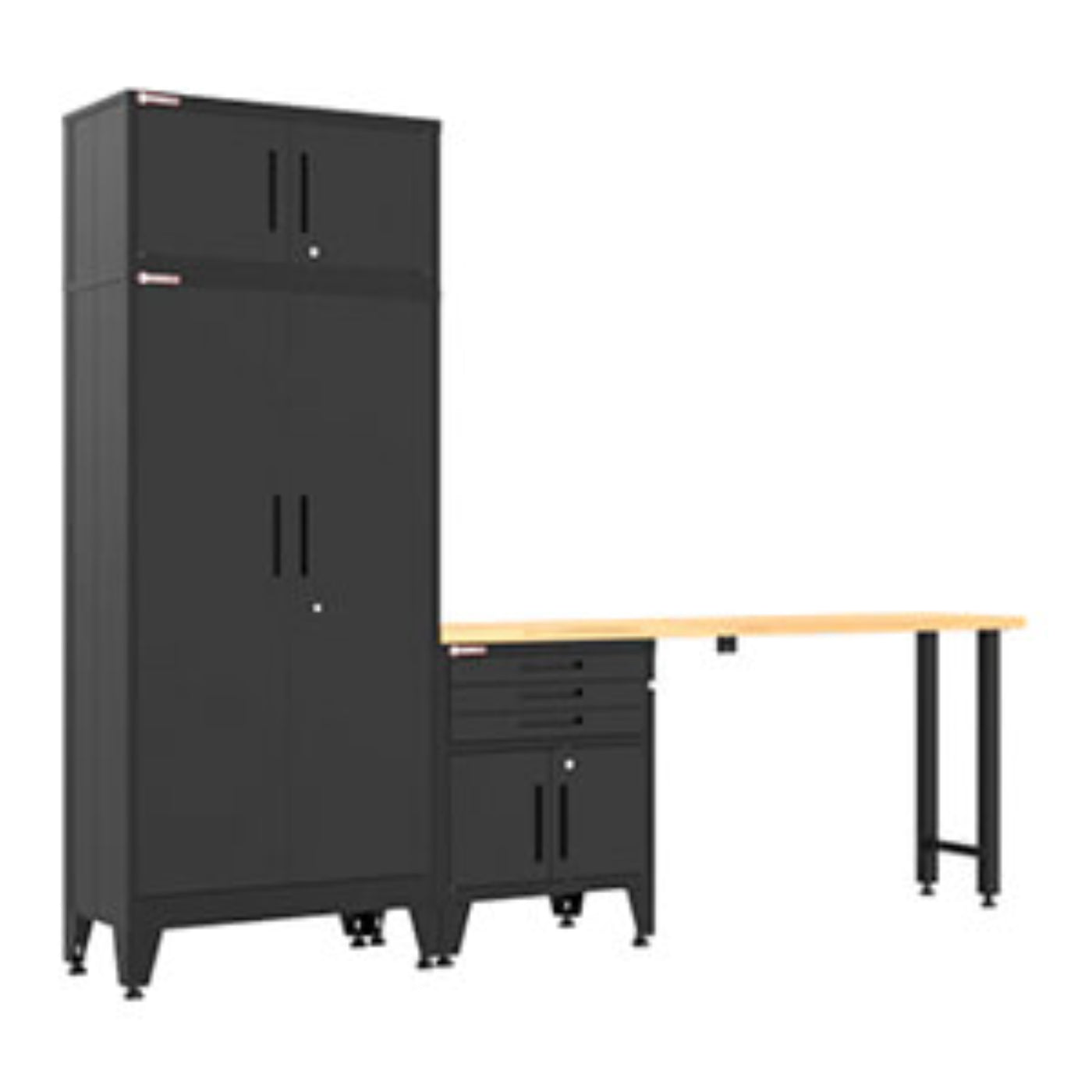 Armadillo Tough Black 4-Piece Garage Cabinet Set with Levelers - AR4PC118B