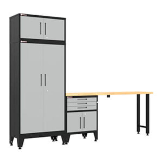 Armadillo Tough Grey 4-Piece Garage Cabinet Set with Levelers - AR4PC118G