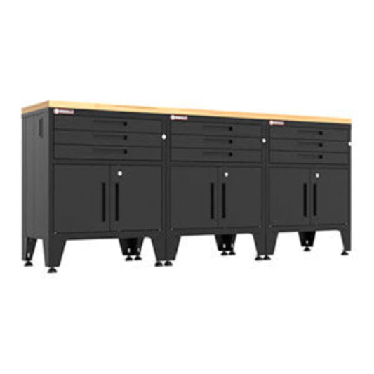 Armadillo Tough Black 4-Piece Garage Cabinet Set with Levelers - AR4PC119B