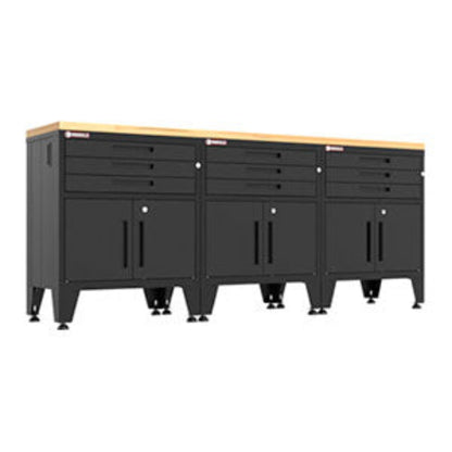 Armadillo Tough Black 4-Piece Garage Cabinet Set with Levelers - AR4PC119B