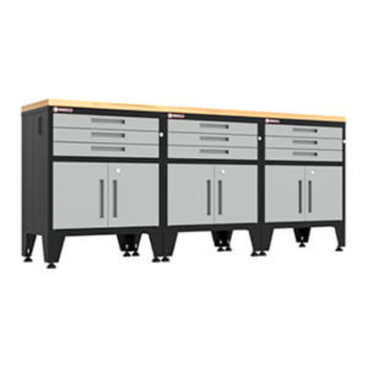 Armadillo Tough Grey 4-Piece Garage Cabinet Set with Levelers - AR4PC119G