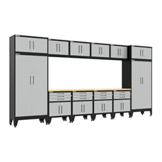 Armadillo Tough Grey 14-Piece Garage Cabinet Set with Levelers - AR14PC120G