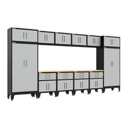 Armadillo Tough Grey 14-Piece Garage Cabinet Set with Levelers - AR14PC120G