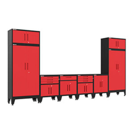 Armadillo Tough Red 8-Piece Garage Cabinet Set with Levelers - AR8PC122R
