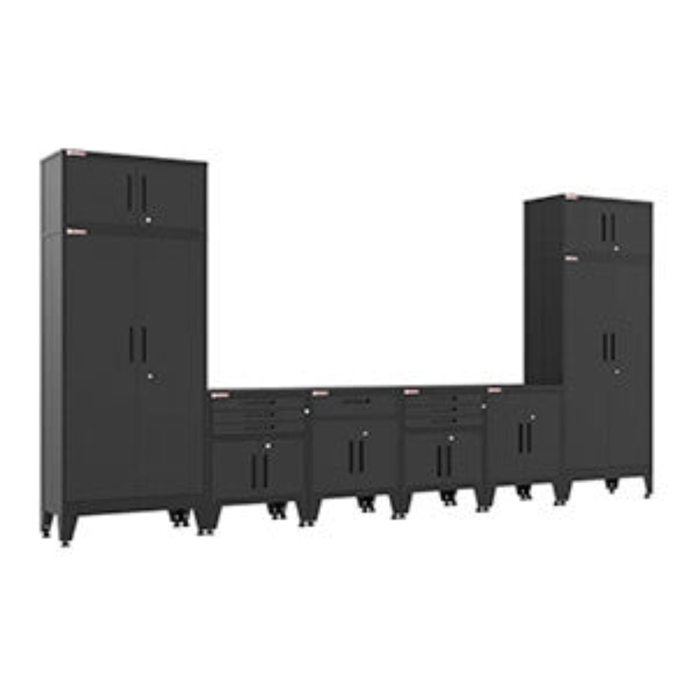 Armadillo Tough Black 8-Piece Garage Cabinet Set with Levelers - AR8PC122B
