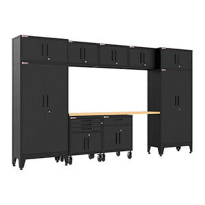 Armadillo Tough Black 10-Piece Garage Cabinet Set with Levelers and Casters - AR10PC123B