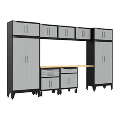 Armadillo Tough Grey 10-Piece Garage Cabinet Set with Levelers and Casters - AR10PC123G